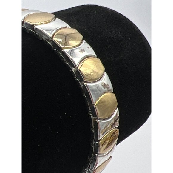 Gold & Silver Tone Stretch Bracelet For Women 6.5 Inches Unstretched Stylish Two - Picture 4 of 4